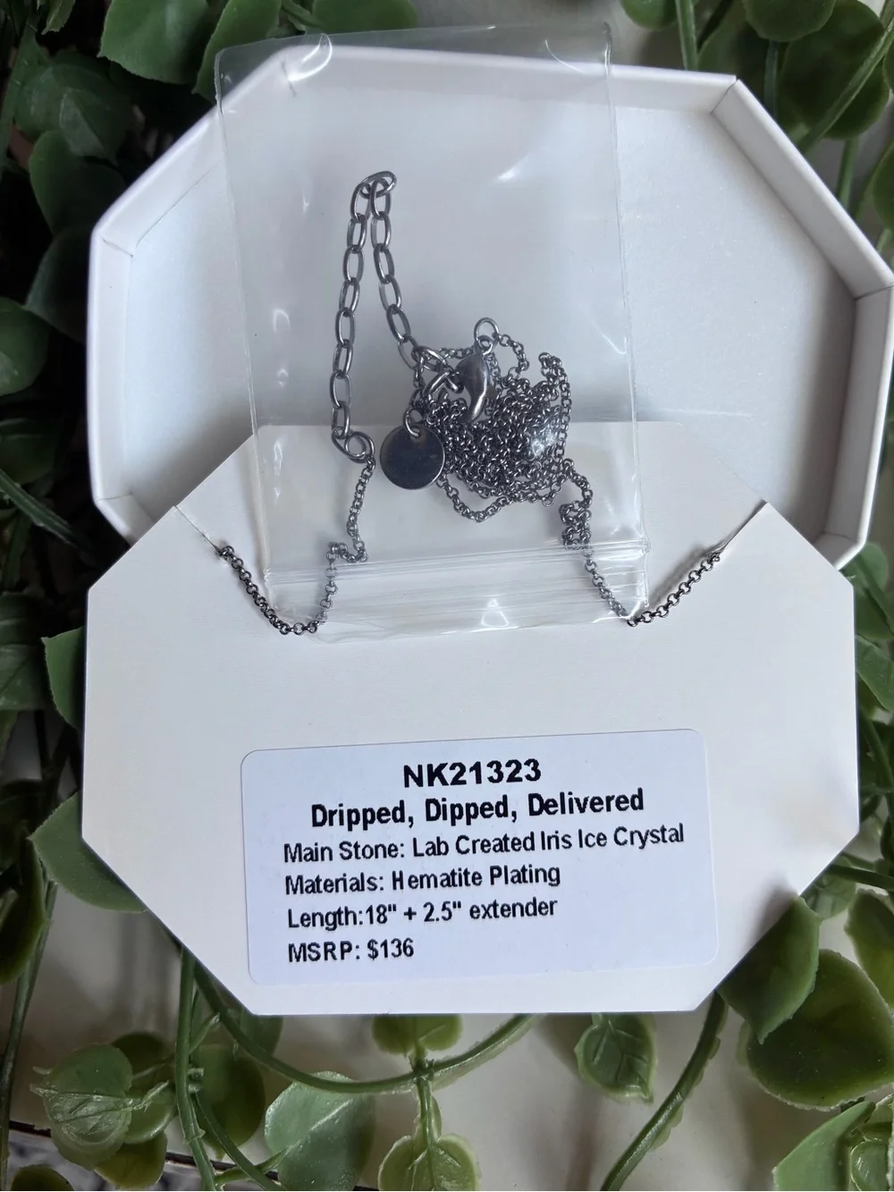 NWT Bomb Party Dripped, Dipped, Delivered Purple and Hematite Necklace